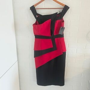 NWT Revolve x Black Halo Eve The Reina Dress Goth Off-the-shoulder Black Red 10